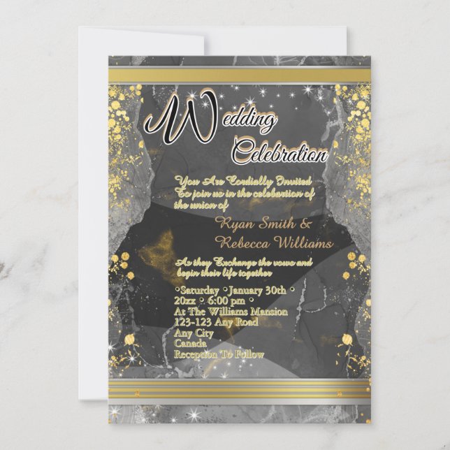 Tarjeta plana de mármol negro y dorado (Anverso)
