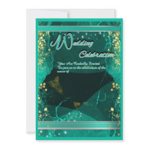 Tarjeta plana de mármol verde y dorado