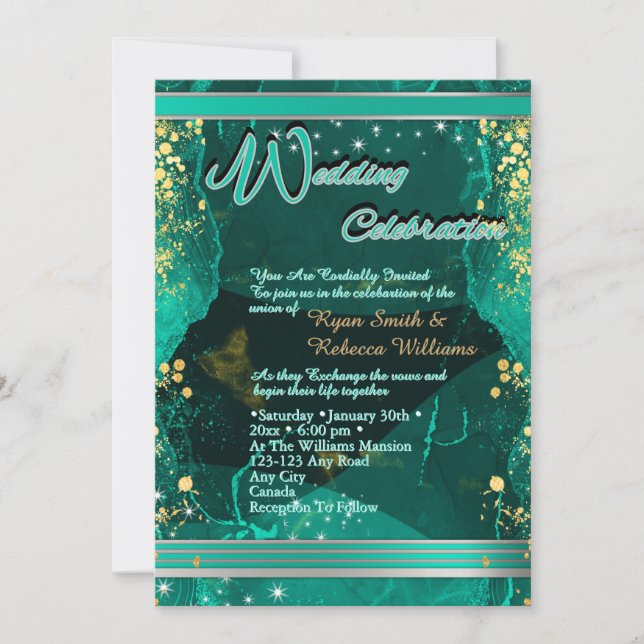 Tarjeta plana de mármol verde y dorado (Anverso)
