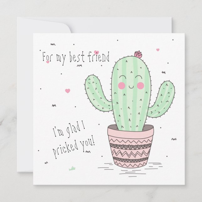 Tarjeta plana de mejor amigo Cactus (Anverso)