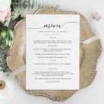 Tarjeta plana de menú clásica y minimalista<br><div class="desc">Sencillo Rótulo de menú clásico y elegante para bodas. Un diseño elegante en blanco y negro o cualquier color de fondo que elija. Simplemente haga clic en el enlace personalizar adicional, que se muestra bajo el área de personalización de texto a la derecha, y elija el fondo de color personalizado....</div>