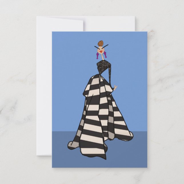 Tarjeta plana de moda para mujeres de rayas blanca (Anverso)