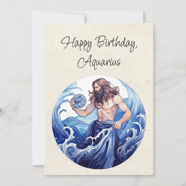 Tarjeta plana de natalidad Aquarius Water Bearer Z (Anverso)