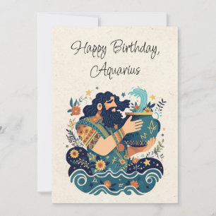 Tarjeta plana de natalidad Aquarius Water Bearer Z