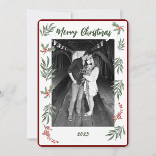 Tarjeta plana de Navidad con acuarela de fiesta