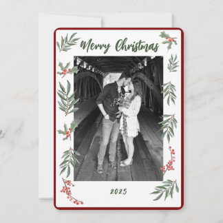 Tarjeta plana de Navidad con acuarela de tema fest