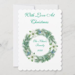 Tarjeta plana de Navidad con apellido personalizad