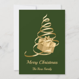 Tarjeta plana de Navidad con árbol de Navidad y re