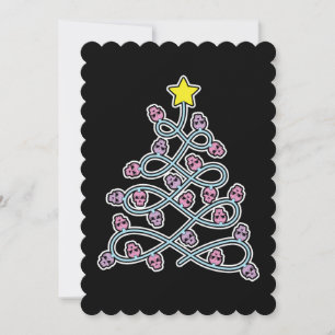 Tarjeta plana de Navidad con calaveras góticas