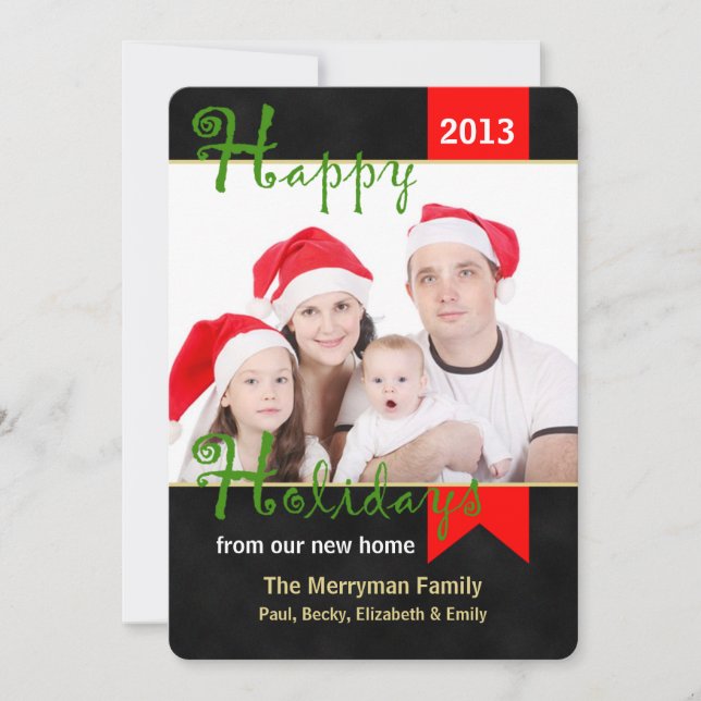 Tarjeta plana de Navidad con cambio de dirección y (Anverso)