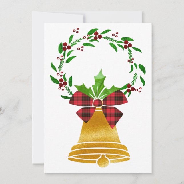 Tarjeta plana de Navidad con campana (Anverso)