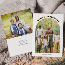 Tarjeta plana de Navidad con foto de arco para las