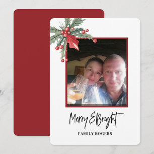 Tarjeta plana de Navidad con foto de vacaciones