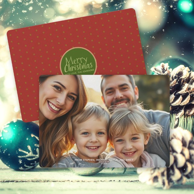 Tarjeta plana de Navidad con foto familiar feliz (Subido por el creador)