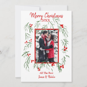Tarjeta plana de Navidad con foto personalizada y
