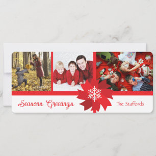 Tarjeta plana de Navidad con lazo rojo de temporad