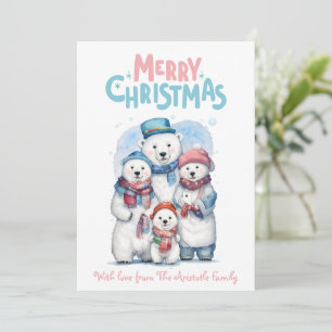 Tarjeta plana de Navidad con osos polares