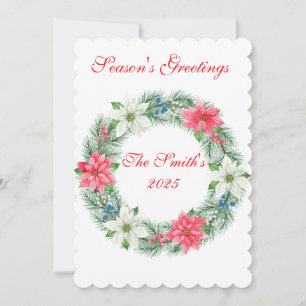 Tarjeta plana de Navidad con poinsettia Luxury Sca
