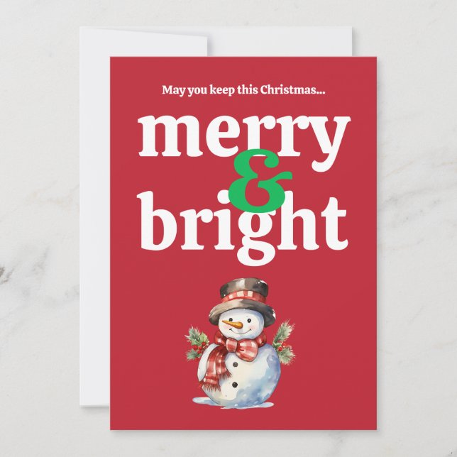 Tarjeta plana de Navidad con tema Alegre y Brillan (Anverso)
