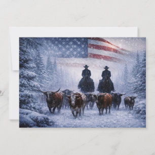 Tarjeta plana de Navidad country western cowboy ga