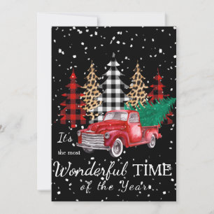 Tarjeta plana de Navidad de camión rojo