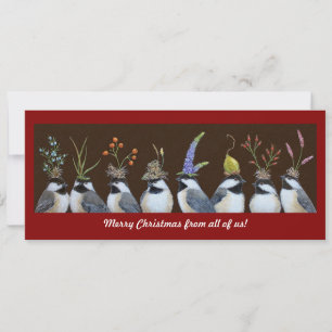 Tarjeta plana de Navidad de carboneros