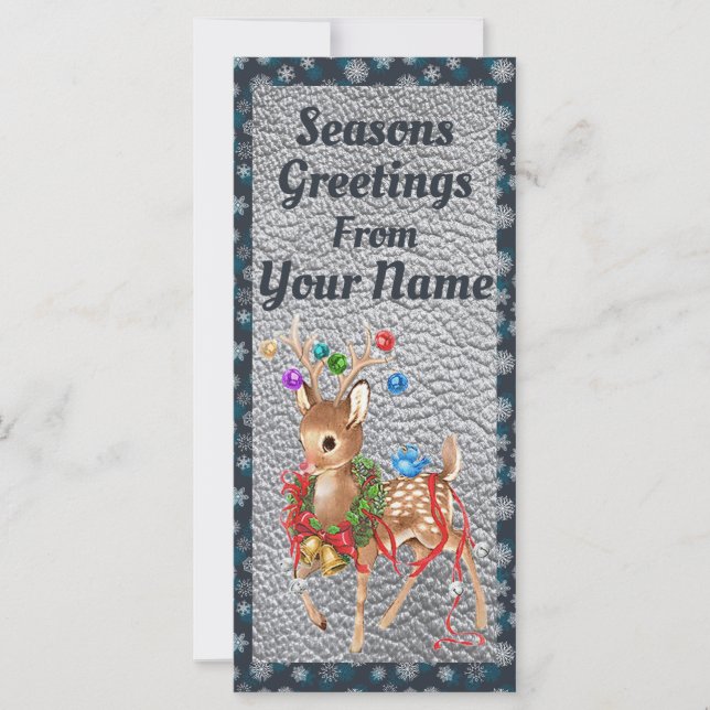 Tarjeta plana de Navidad de ciervo moderna vintage (Anverso)