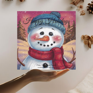 Tarjeta plana de Navidad de Frosty el Hombre de Ni