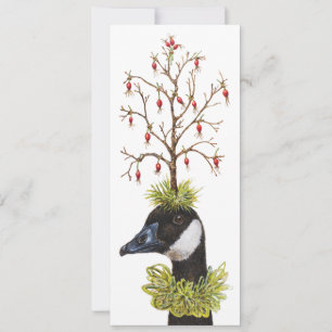 Tarjeta plana de Navidad de ganso de Canadá y pinz