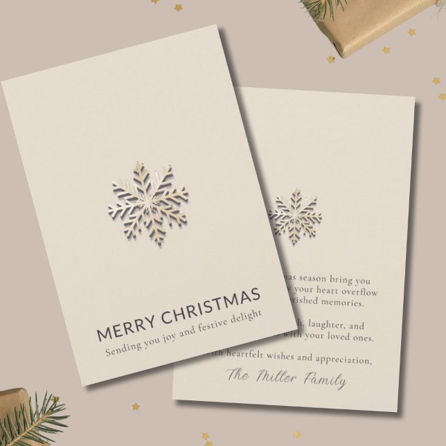 Tarjeta plana de navidad de merry con copo de niev (Subido por el creador)