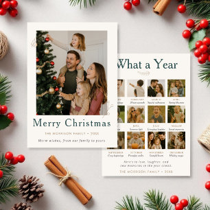 Tarjeta plana de Navidad de revisión anual presupu