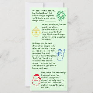 Tarjeta plana de Navidad del niño con mutismo sele