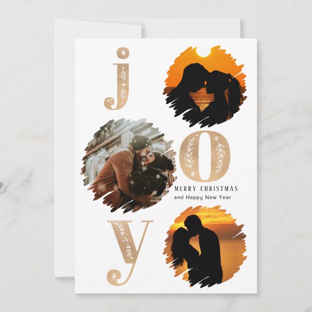 tarjeta plana de Navidad en oro elegante moderno 3 (Anverso)