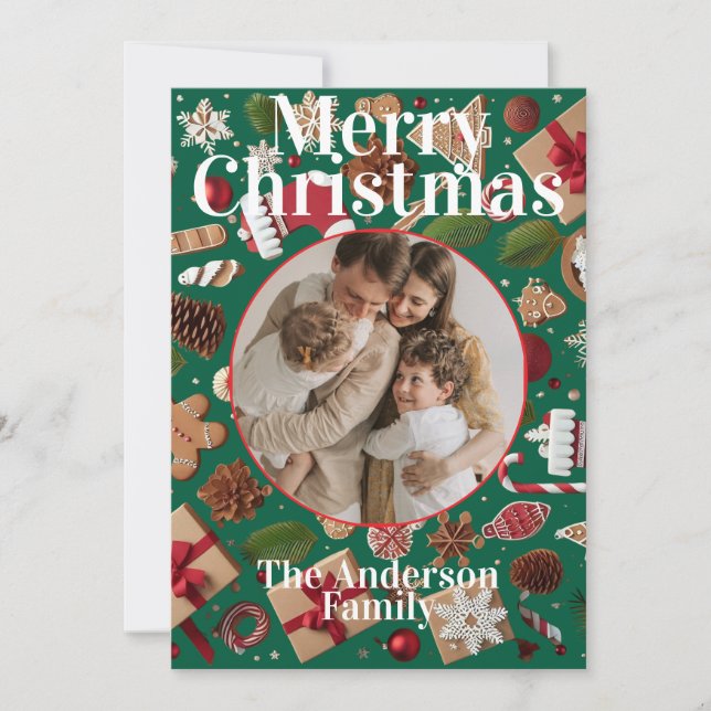 Tarjeta plana de Navidad festiva (Anverso)