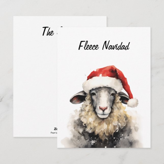 Tarjeta plana de Navidad Fleece Navidad (Anverso / Reverso)
