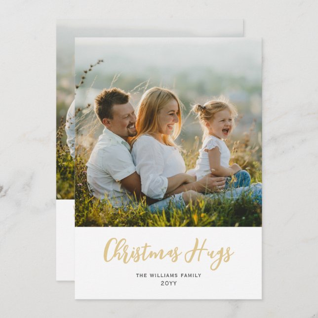 Tarjeta plana de Navidad moderna con dos fotos y a (Anverso / Reverso)