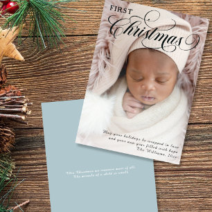 Tarjeta plana de Navidad para bebé, primera Navida