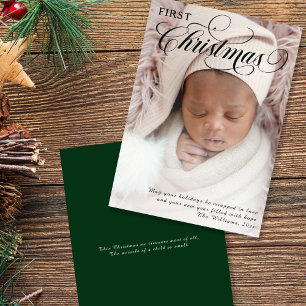 Tarjeta plana de Navidad para bebé, primera Navida