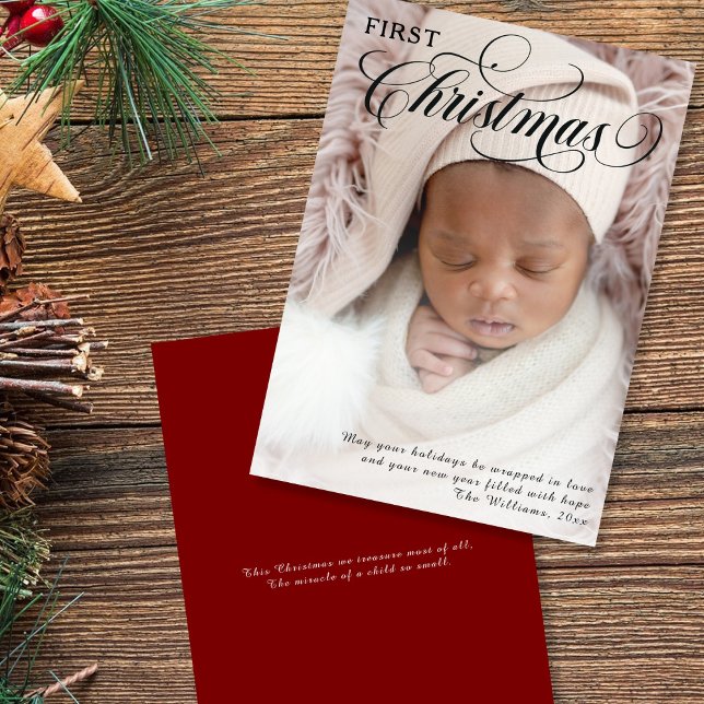 Tarjeta plana de Navidad para bebé, primera Navida (Subido por el creador)