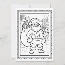 Tarjeta plana de Navidad para colorear de Santa pa