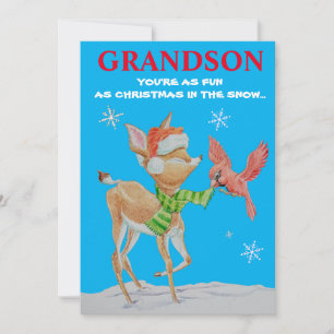 Tarjeta plana de Navidad para nieto