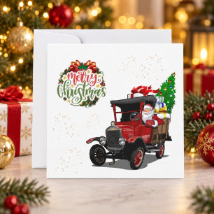 Tarjeta plana de Navidad personalizada de Santa en