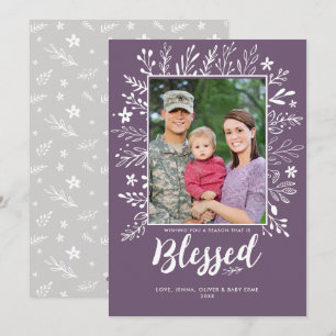 Tarjeta plana de Navidad púrpura generosa