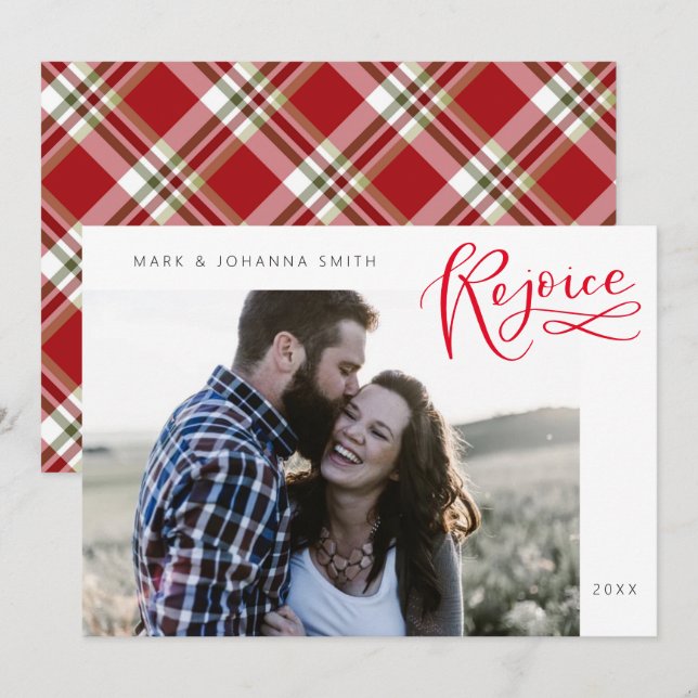Tarjeta plana de Navidad religiosa para alegrarse (Anverso / Reverso)