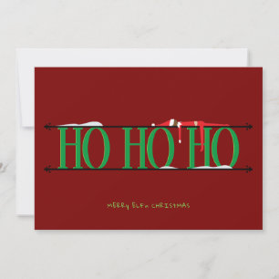 Tarjeta plana de Navidad roja y verde de travesura
