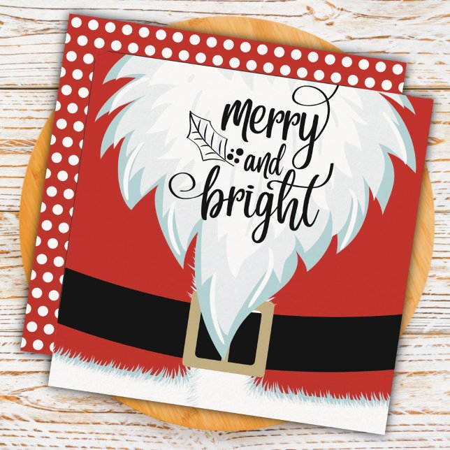 Tarjeta plana de Navidad Santa Merry & Bright (Subido por el creador)