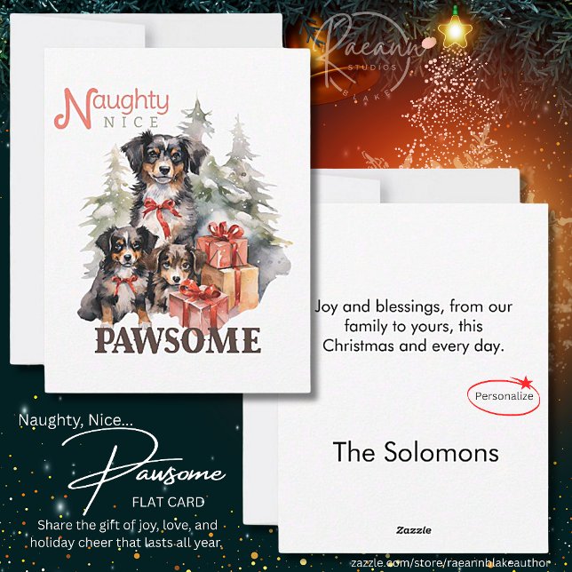 Tarjeta plana de Navidad traviesa, agradable y per (Subido por el creador)