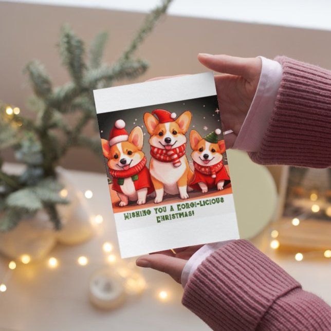 Tarjeta plana de Navidades de Corgi personalizable (Subido por el creador)