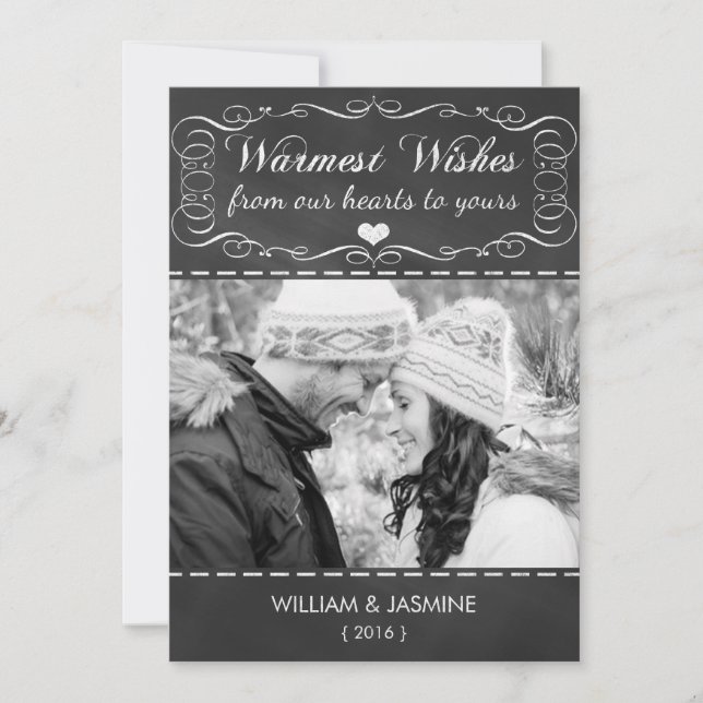 Tarjeta plana de Navidades de pizarra con el deseo (Anverso)