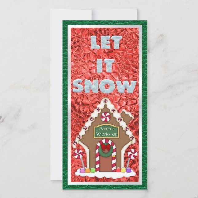 Tarjeta plana de Navidades del taller de Santa (Anverso)